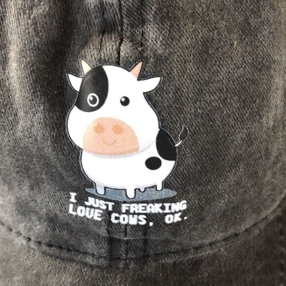 I Just Freaking Love Cows Ok! Youth age 4-12 Baseball Cap Distressed - Picture 2 of 4